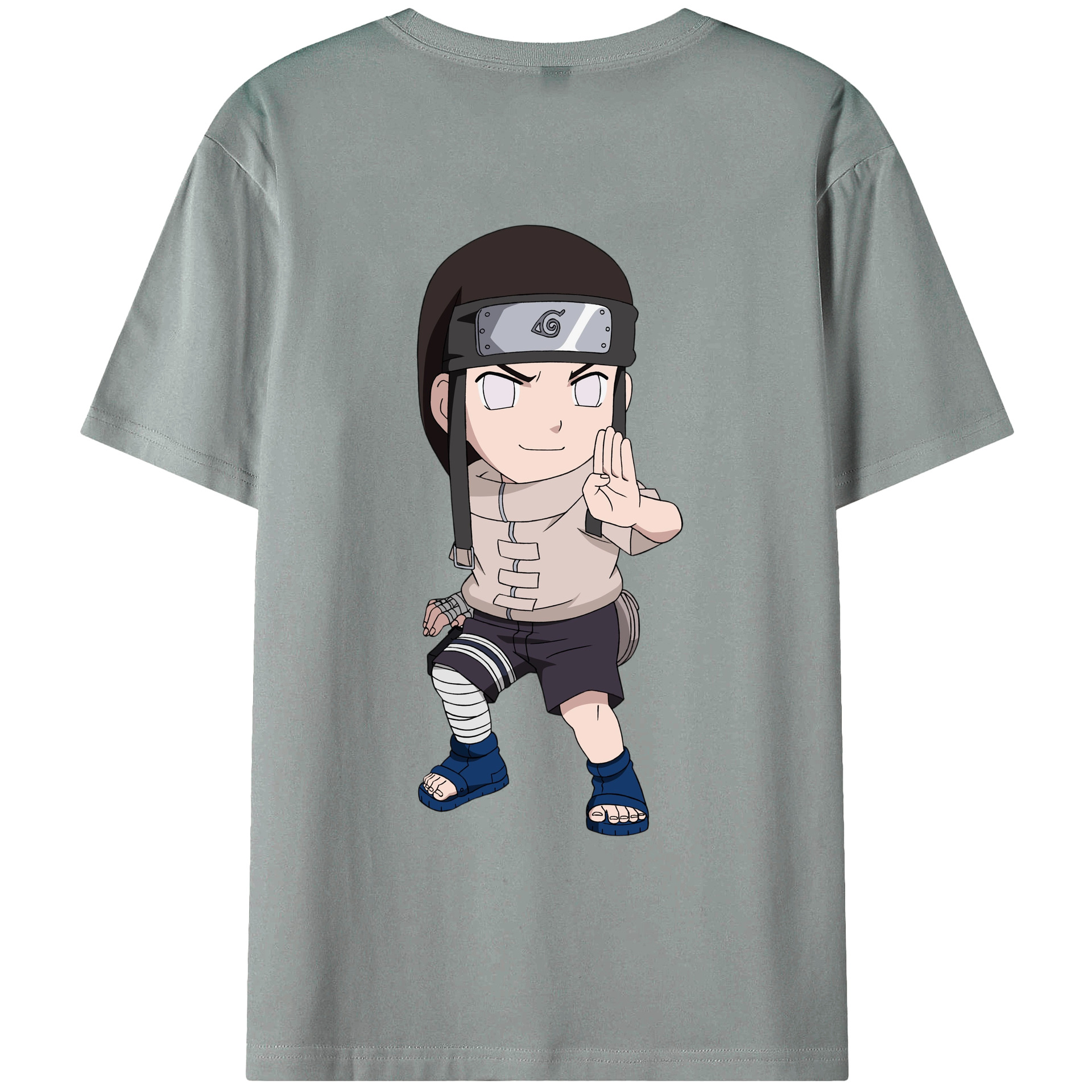 （画像用） NARUTO -ナルト- 日向ネジ Hyūga Neji 綿100％ メンズ半袖Tシャツ（バックプリント） 通気性
